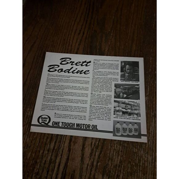 VTG 1990 Brett Bodine Quaker State Racing Driver Card NASCAR King Racing Buick - Picture 3 of 3